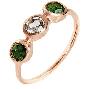 A cuckoo moment... Alice Rose Gold Plated Silver Ring With Green Stingray Leather - UK L 1/4 - US 5.75 - EU 51.5