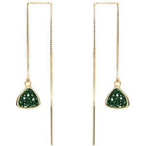 A cuckoo moment... Nana Yellow Gold Plated Silver Earrings With Green Stingray Leather