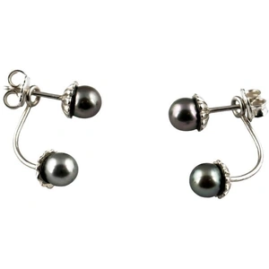 A Jewel Sterling Silver & Silver Pearl Double Electric Flower Stud Earrings
