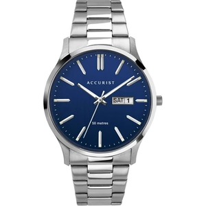Accurist Mens Classic Blue Day Date Dial Stainless Steel Bracelet Watch 7302