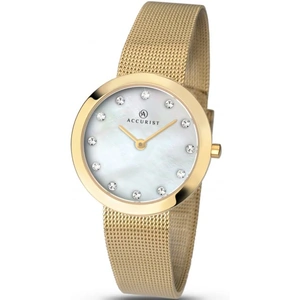 Ladies Accurist Accurist Women's Gold Plated Mesh Bracelet MOP Dial Watch