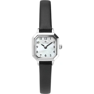 Accurist Ladies Octagon White Dial Black Leather Strap Watch 8267