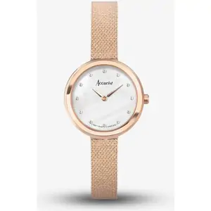 Accurist Jewellery Rose Gold Mesh Mother Of Pearl Watch 78008