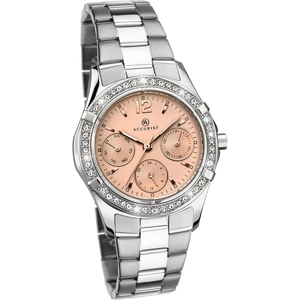 Accurist Ladies Pink Crystal Bezel Bracelet Watch 8202