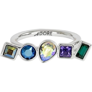 Adore Jewellery Ladies Adore Silver Plated Mixed Crystal Ring Size P/Q