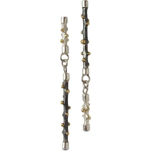Agneta Bugyte Linked Rod Earrings With Polished & Patinated Silver Stalks
