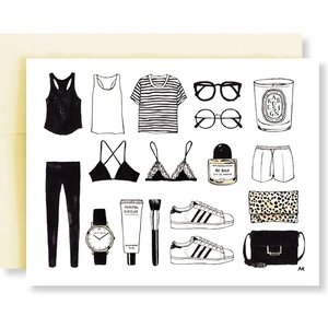 Akr Design Studio Minimal Items Fashion Illustration Greeting Card