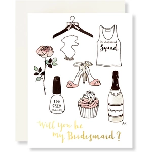 Akr Design Studio Bridesmaid with Gold Foil Wedding Greeting Card