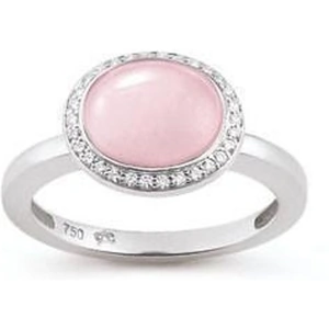 Al Coro Amici 18ct White Gold Pink Quartz Diamond Oval Ring