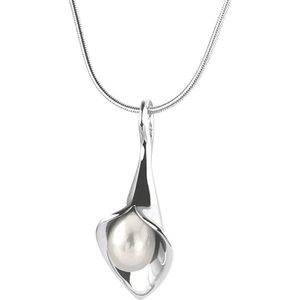 Amanda Cox Jewellery Silver Medium Short Lily Pearl Pendant