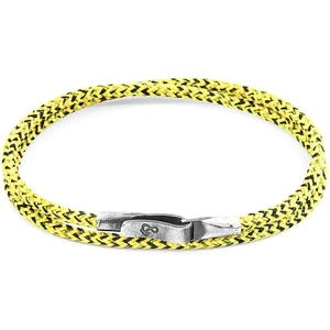 Anchor & Crew Yellow Noir Liverpool Silver and Rope Bracelet - 7.5 inches