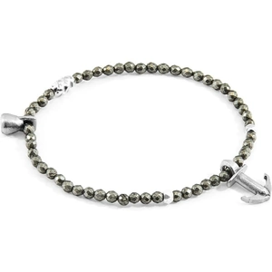 Anchor & Crew Brown Pyrite Tropic Silver and Stone Bracelet - 7.5 inches