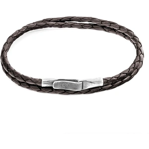 Anchor & Crew Sterling Silver Brown Leather Liverpool Bracelet