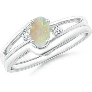 View product details for the Split Shank Opal Engagement Ring with Wedding Band