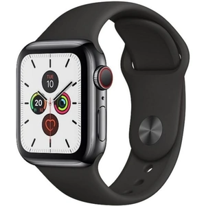 Apple Watch Series 5 GPS + Cellular, 40mm Space Black Stainless Steel Case with Black Sport Band