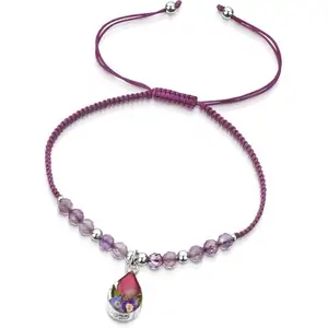 Archive Shrieking Violet Mixed Flowers Sterling Silver Gemstone Teardrop Bracelet