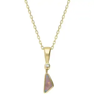 Archive 18ct Yellow Gold Opal Diamond Tiny Triangle Necklace D