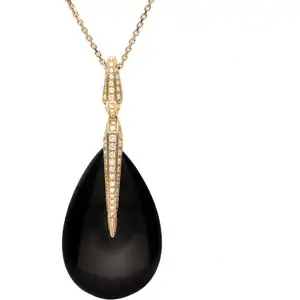 Archive 18ct Rose Gold Whitby Jet Diamond Elisir Pear Necklace