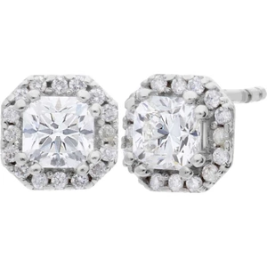 Arctic Circle Diamonds 18ct White Gold 0.96ct Radiant Cut Diamond Cluster Stud Earrings UKE2368