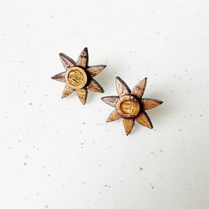 Ark Jewellery by Kristina Smith Star Stud Earring - Wood & Gold Leaf
