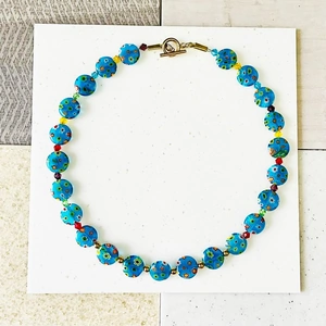 Ark Jewellery by Kristina Smith Glass Blue Venetian Millefiori Necklace