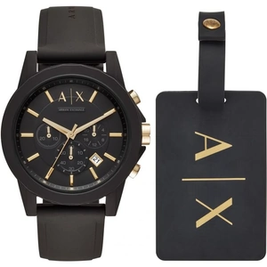 Mens Armani Exchange Luggage Tag Gift Set Chronograph Watch