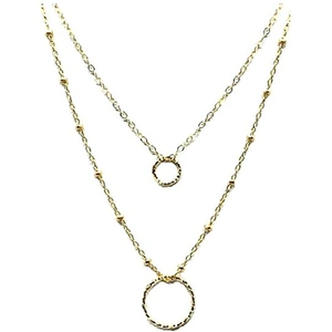 Athena designs Gold Vermeil Double Chain & Circle Necklace