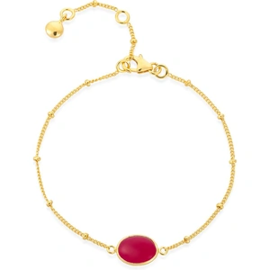 Auree Jewellery Yellow Gold Plated Pollara Fuchsia Pink Chalcedony Bracelet