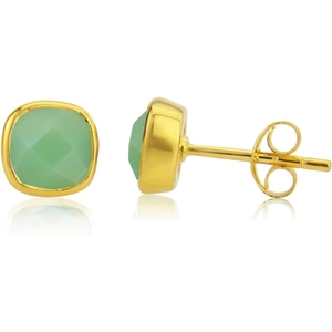 Auree Jewellery Yellow Gold Plated Brooklyn Chrysoprase Stud Earrings