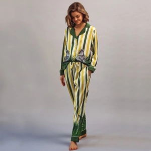 Averie Sleep Uma Gold and Olive Stripes with Gorillas Pyjamas - X-Large