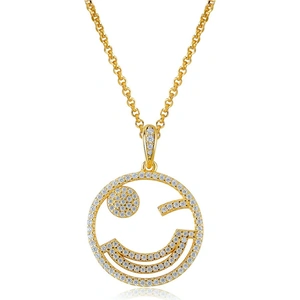 Avilio London Gold Plated Silver Emoji Naughty Wink Necklace