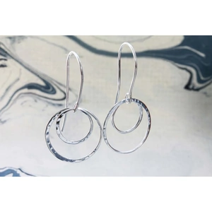 Banyan Jewellery Sterling Silver Double Abstract Hoop Earrings