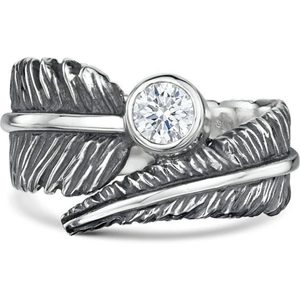 Sterling Silver & Cubic Zirconia Feather Ring | Becky Rowe - UK P - US 7.75 - EU 56.3