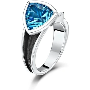 Oxidised Sterling Silver & Blue Topaz Ring | Becky Rowe - UK Q - US 8.25 - EU 57.6