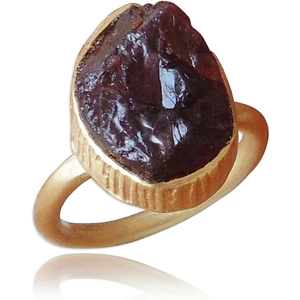 Bhagat Jewels Gorgeous Style Natural Garnet Birthstone Gold Plated Stacking Ring - UK N 1/2 - US 7 - EU 54.4