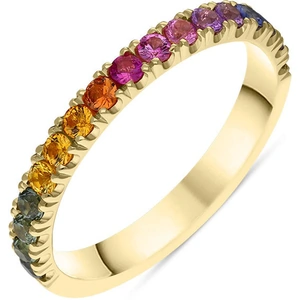 Bloch 18ct Yellow Gold Sapphire Multicolour Rainbow Half Eternity Ring