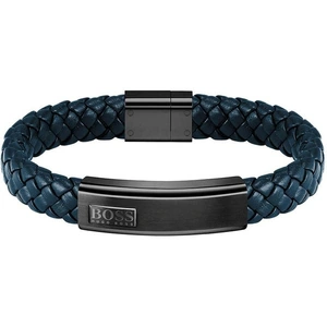 BOSS Men's Lander Leather Bracelet in Blue
