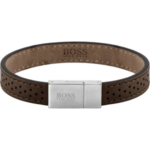 Boss Leather Essentials Brown Stainless Steel Bracelet