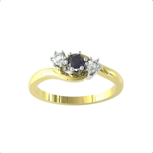 By Request 9ct Yellow Gold Sapphire And Diamond 3 Stone Ring - Ring Size N