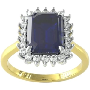 By Request 18ct White & Yellow Gold Sapphire & Diamond Cluster Ring - Ring Size N.5