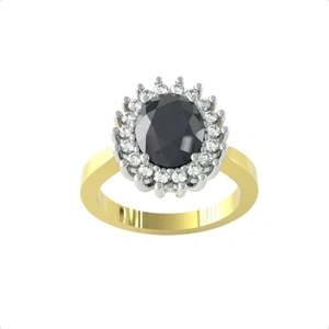 By Request 9ct Yellow & White Gold Sapphire and Diamond Cluster Ring - Ring Size B.5