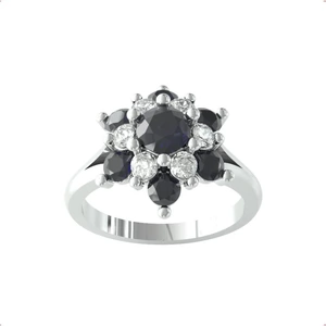 By Request 9ct White Gold Sapphire & Diamond 0.24cttw Target Ring - Ring Size Q
