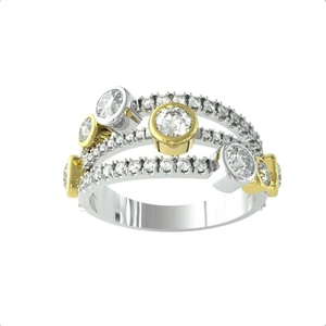 By Request 18ct Yellow & White Gold Diamond 1.81ct Diamond Bubble Ring - Ring Size F