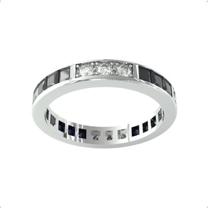 By Request 18ct White Gold Sapphire & Diamond Full Eternity Ring - Ring Size N
