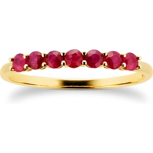 By Request 9ct Yellow Gold 7 Stone Ruby Half Eternity Ring - Ring Size Y