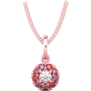 By Request 9ct Rose Gold Diamond & Pink, Red, Purple Sapphire Halo Pendant & Chain
