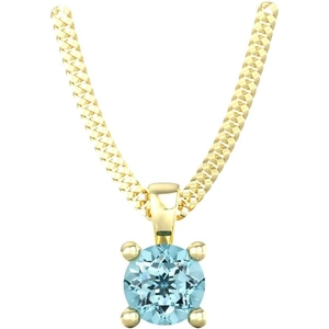 By Request 9ct Yellow Gold 4 Claw Aquamarine Pendant & Chain