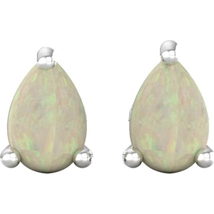 By Request 9ct White Gold 4 Claw Pear Cut Opal Stud Earrings