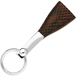C W Sellors Sterling Silver Looped Snake Effect Leather Keyring