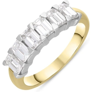 C W Sellors Diamond Jewellery 18ct Yellow Gold Diamond Emerald Cut Wedding Half Eternity Ring - M